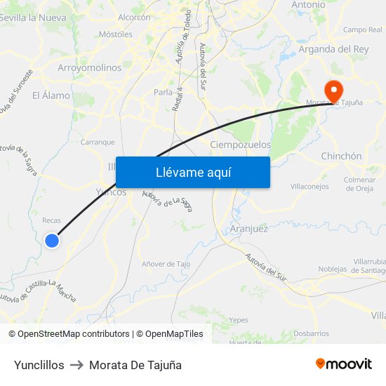 Yunclillos to Morata De Tajuña map