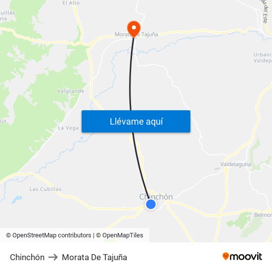 Chinchón to Morata De Tajuña map