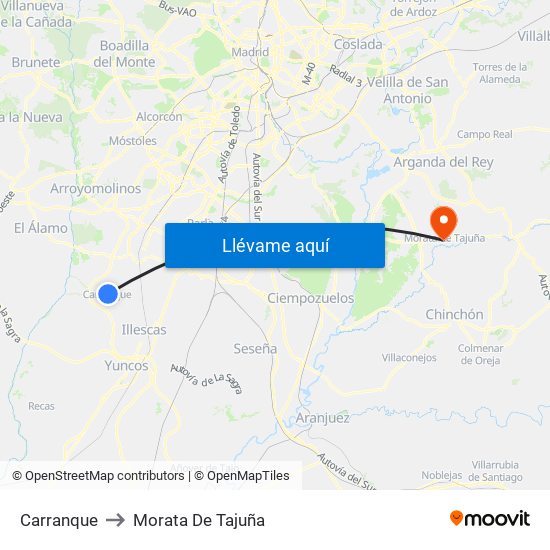 Carranque to Morata De Tajuña map