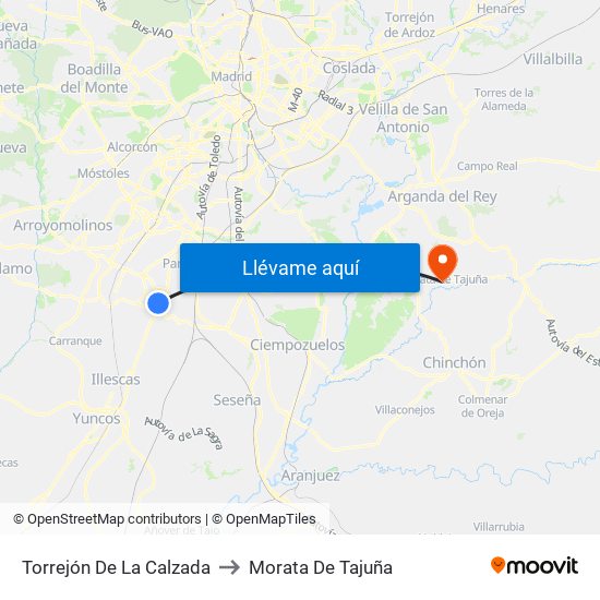 Torrejón De La Calzada to Morata De Tajuña map