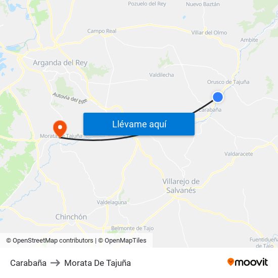 Carabaña to Morata De Tajuña map