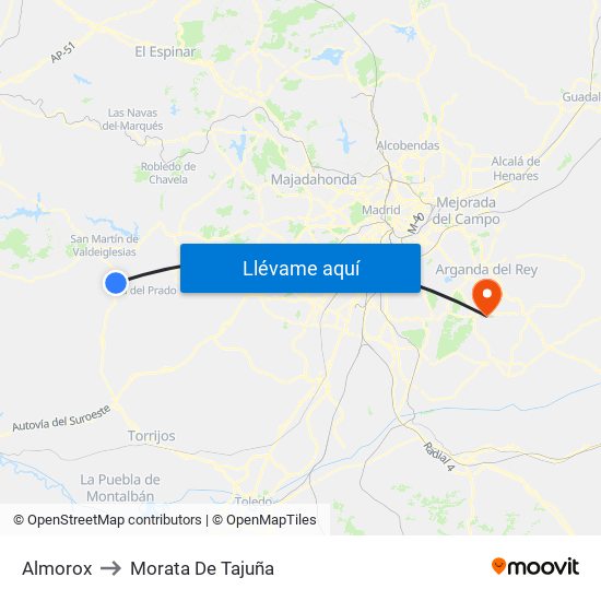Almorox to Morata De Tajuña map
