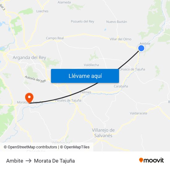 Ambite to Morata De Tajuña map