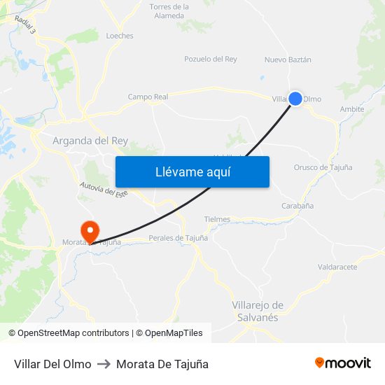 Villar Del Olmo to Morata De Tajuña map