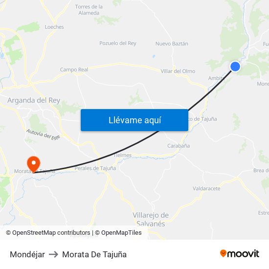 Mondéjar to Morata De Tajuña map