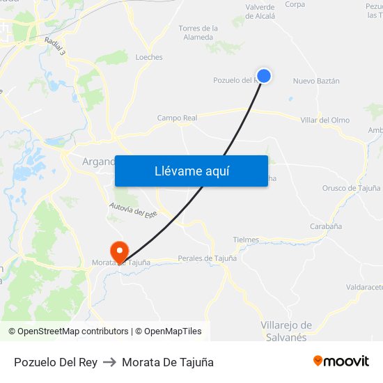 Pozuelo Del Rey to Morata De Tajuña map