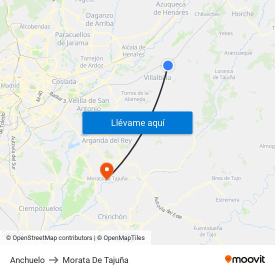 Anchuelo to Morata De Tajuña map