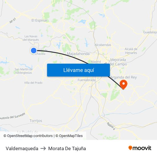 Valdemaqueda to Morata De Tajuña map