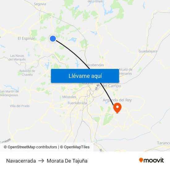 Navacerrada to Morata De Tajuña map