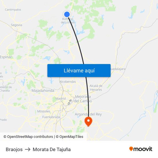 Braojos to Morata De Tajuña map