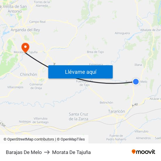 Barajas De Melo to Morata De Tajuña map