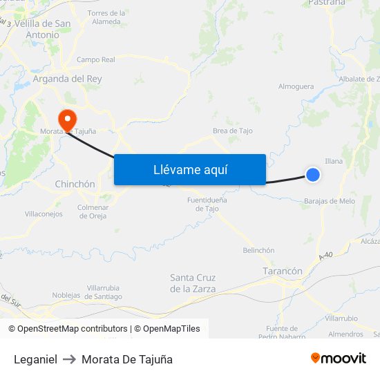Leganiel to Morata De Tajuña map