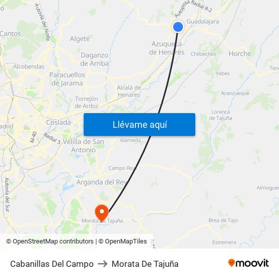 Cabanillas Del Campo to Morata De Tajuña map