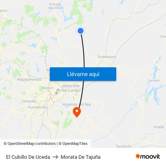 El Cubillo De Uceda to Morata De Tajuña map