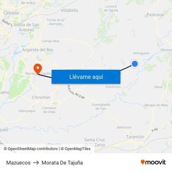 Mazuecos to Morata De Tajuña map