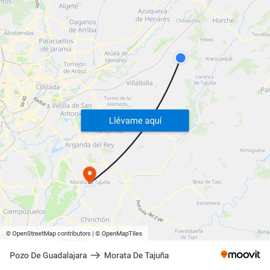 Pozo De Guadalajara to Morata De Tajuña map