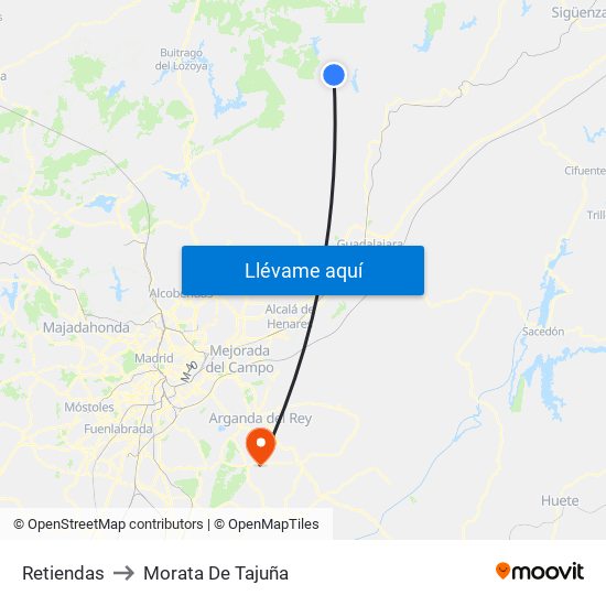 Retiendas to Morata De Tajuña map