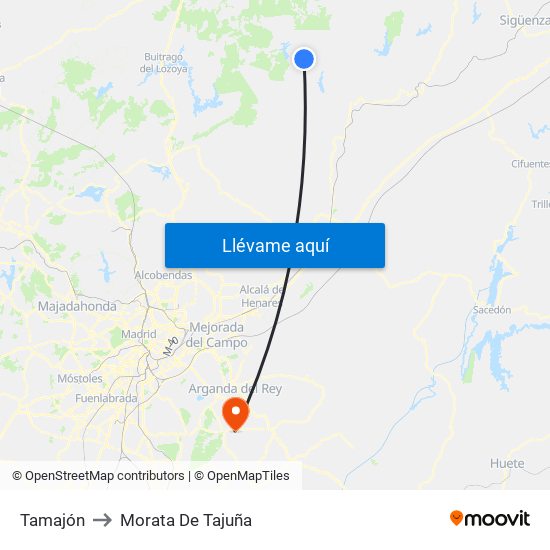 Tamajón to Morata De Tajuña map