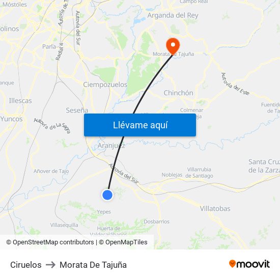 Ciruelos to Morata De Tajuña map