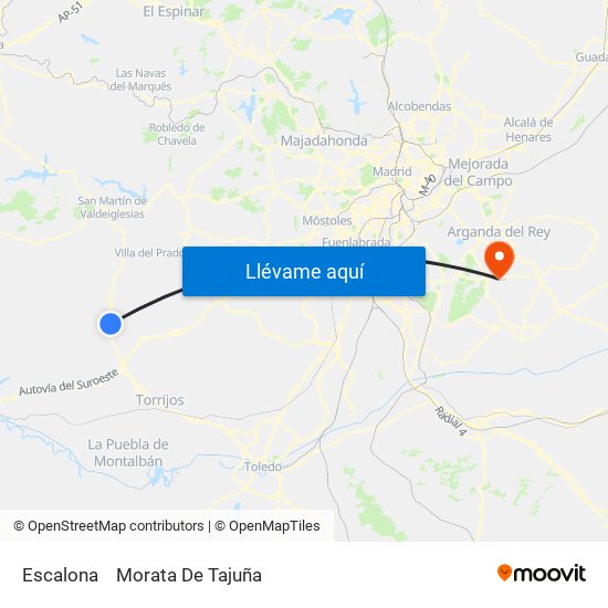 Escalona to Morata De Tajuña map
