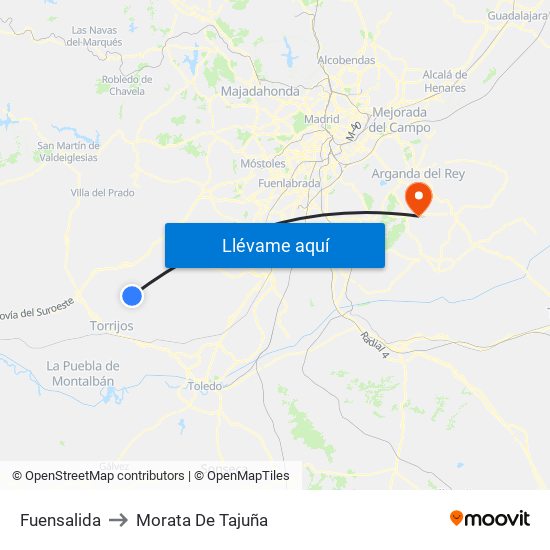 Fuensalida to Morata De Tajuña map