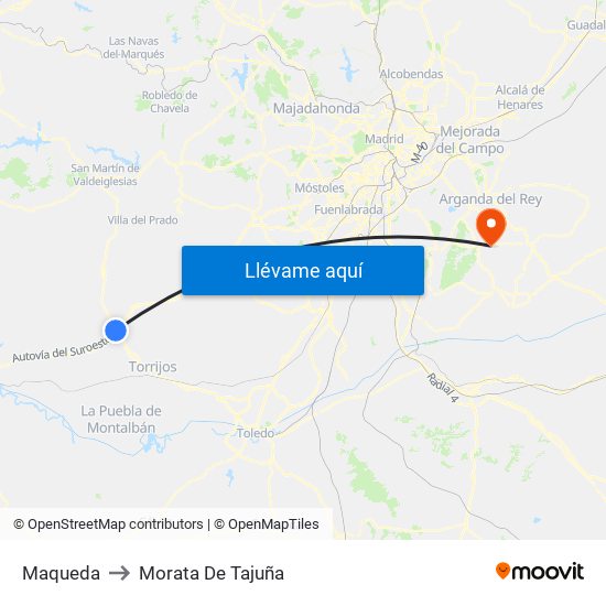 Maqueda to Morata De Tajuña map
