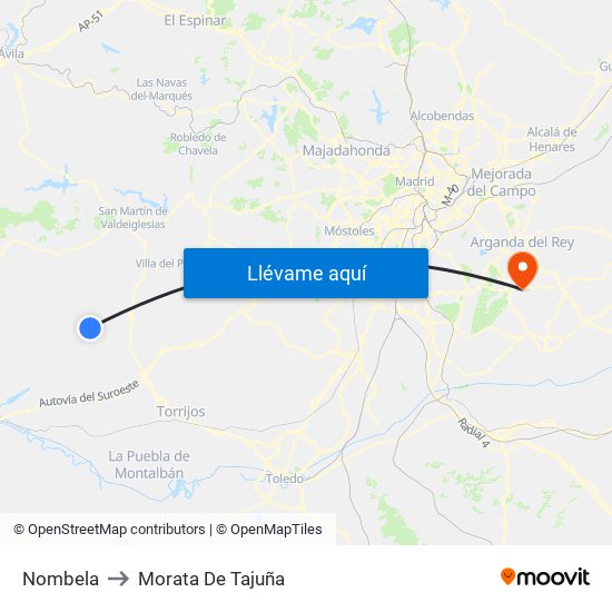 Nombela to Morata De Tajuña map