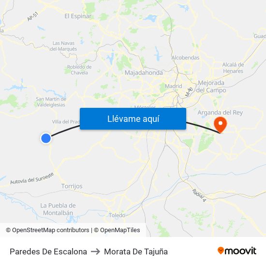 Paredes De Escalona to Morata De Tajuña map