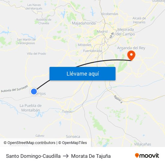 Santo Domingo-Caudilla to Morata De Tajuña map