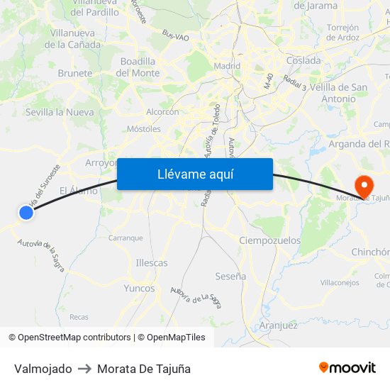 Valmojado to Morata De Tajuña map