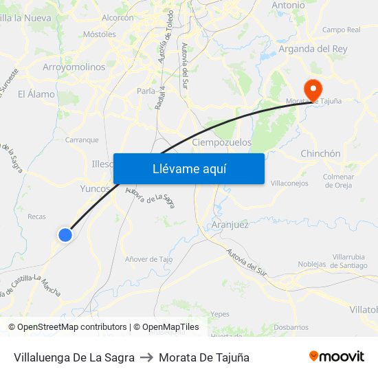 Villaluenga De La Sagra to Morata De Tajuña map