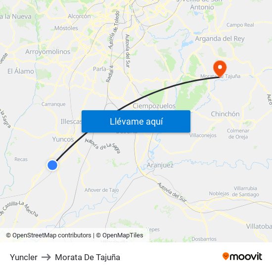 Yuncler to Morata De Tajuña map