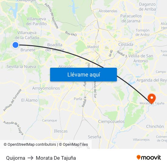 Quijorna to Morata De Tajuña map