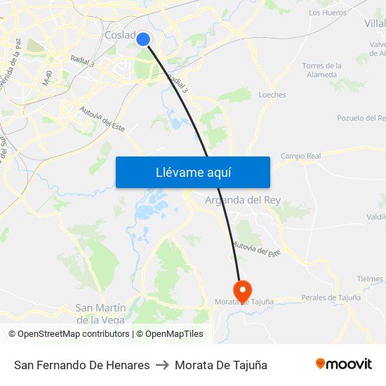 San Fernando De Henares to Morata De Tajuña map