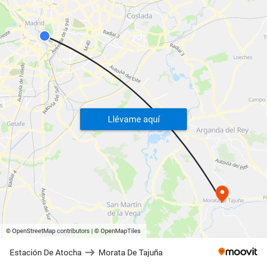 Estación De Atocha to Morata De Tajuña map