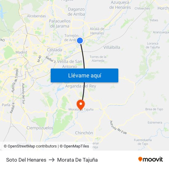 Soto Del Henares to Morata De Tajuña map