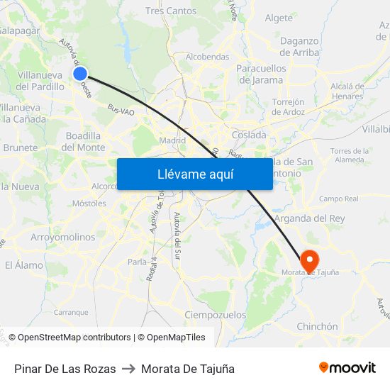 Pinar De Las Rozas to Morata De Tajuña map