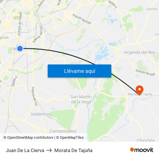 Juan De La Cierva to Morata De Tajuña map