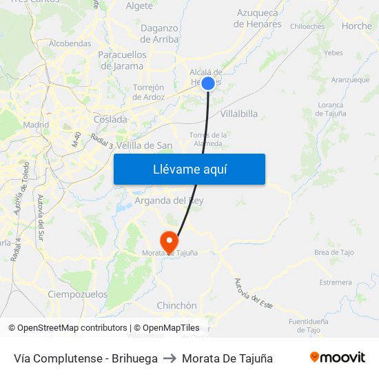 Vía Complutense - Brihuega to Morata De Tajuña map