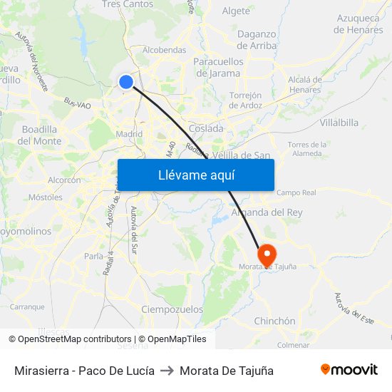 Mirasierra - Paco De Lucía to Morata De Tajuña map