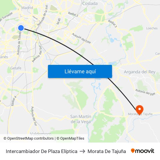 Intercambiador De Plaza Elíptica to Morata De Tajuña map