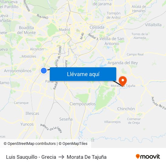 Luis Sauquillo - Grecia to Morata De Tajuña map