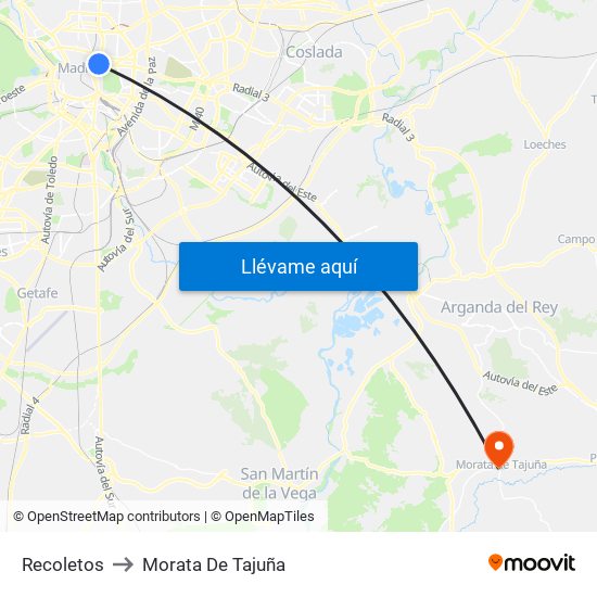 Recoletos to Morata De Tajuña map