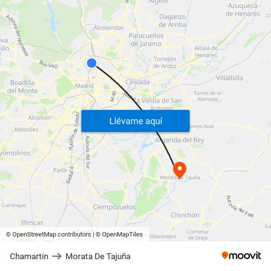 Chamartín to Morata De Tajuña map