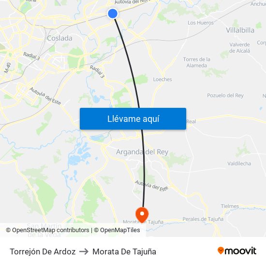 Torrejón De Ardoz to Morata De Tajuña map