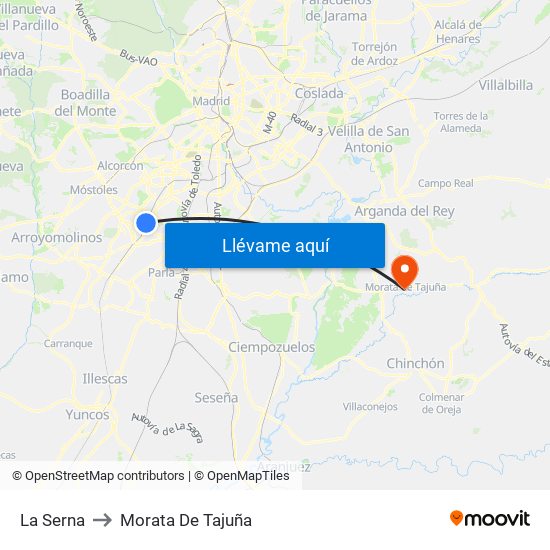 La Serna to Morata De Tajuña map