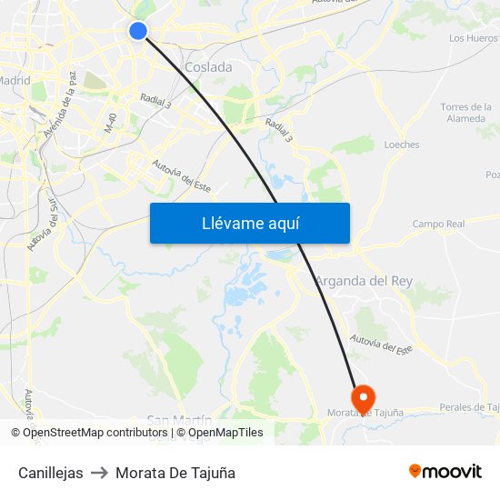 Canillejas to Morata De Tajuña map
