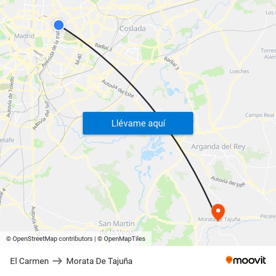 El Carmen to Morata De Tajuña map