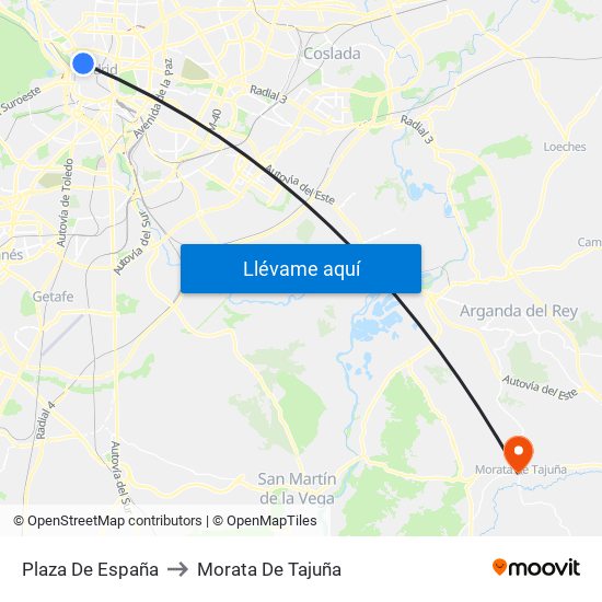 Plaza De España to Morata De Tajuña map