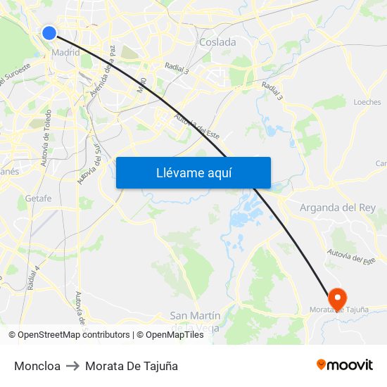 Moncloa to Morata De Tajuña map